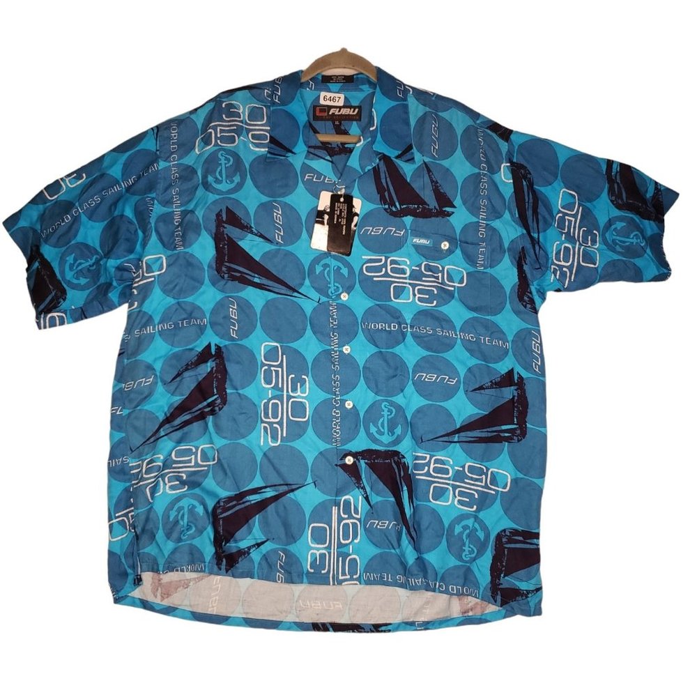 Fubu World Class Sailing Team Button Up Shirt Sho… - image 1